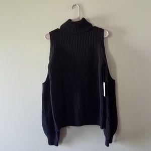 LPA chunky knit cold shoulder turtleneck sweater